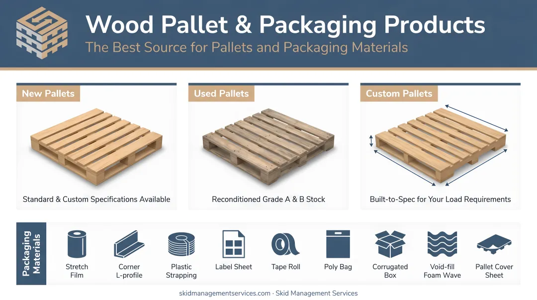 Skid Management Services wood pallet and packaging product inventory overview