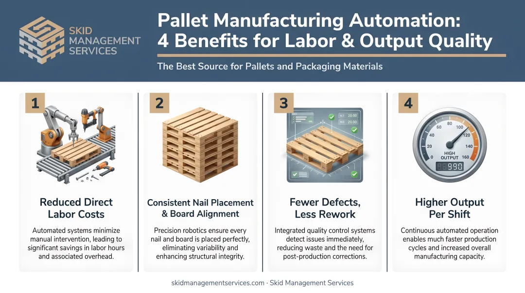 Four benefits of pallet manufacturing automation reducing labor and improving output quality