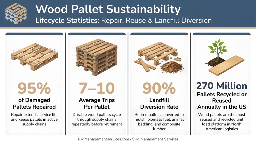 Wood pallet sustainability lifecycle statistics repair reuse and landfill diversion rates