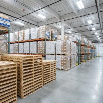Pharmaceutical pallets in a clean warehouse