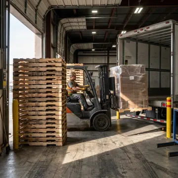 Heat-treated export pallets ready for shipping