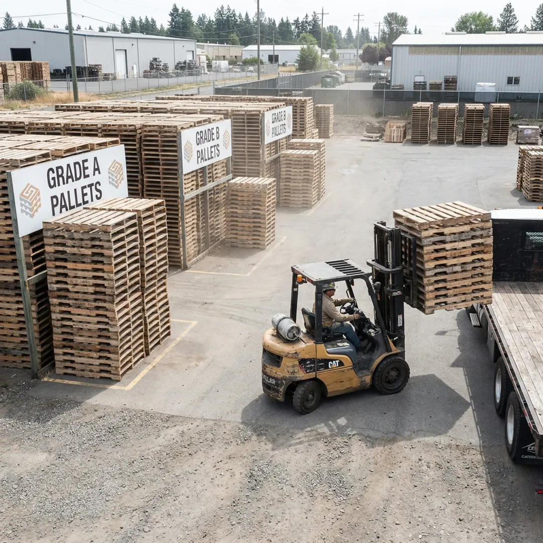 Sorted recycled pallets ready for delivery