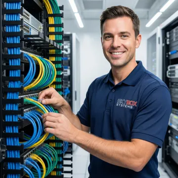 Professional Cat 6 Ethernet cable installation in modern office network infrastructure