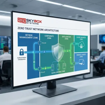 Network security diagram showing Zero Trust architecture with segmented zones and authentication layers