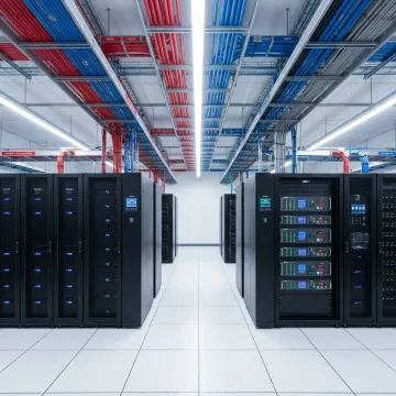 Data center secondary power system installation with backup battery arrays and power distribution units