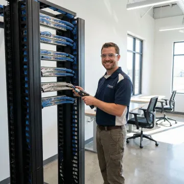Professional network cabling installation in modern Atlanta office