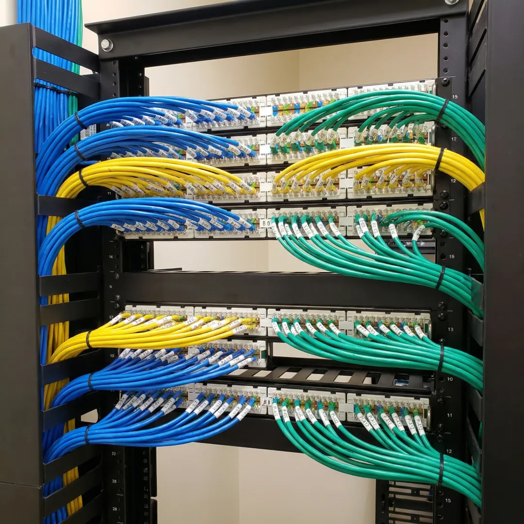 Organized network cable infrastructure in commercial building