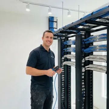 Professional network cabling installation in modern Atlanta office