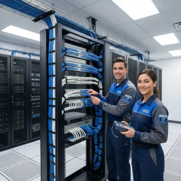 Professional network server installation in Jacksonville business data center