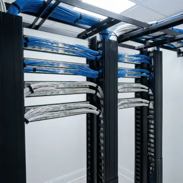 Organized network infrastructure showing structured cabling and professional installation