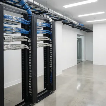 Professional network infrastructure installation in modern business office