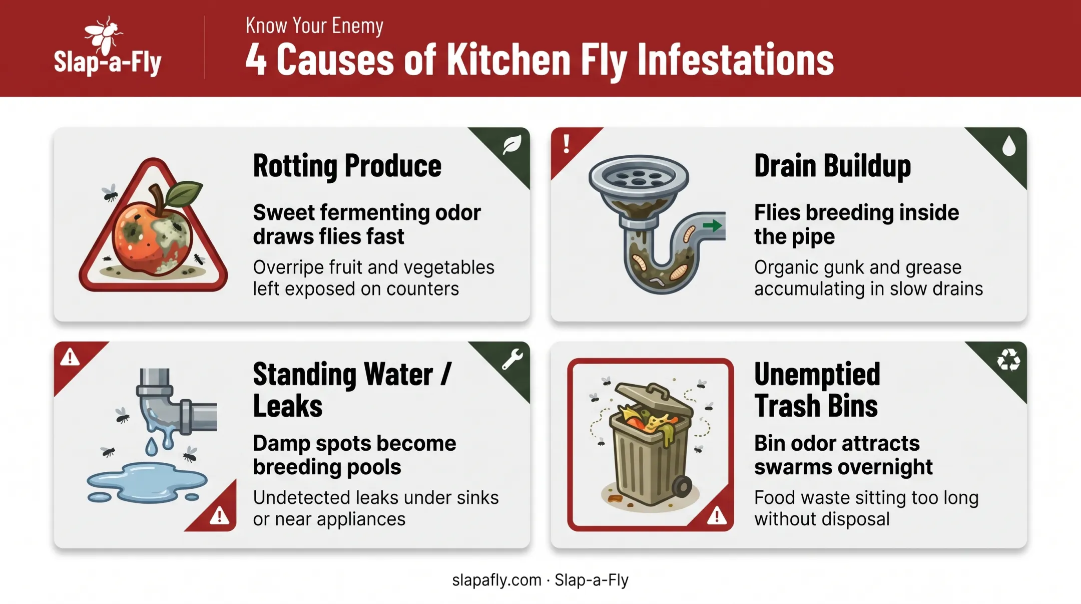 Four common causes of kitchen fly infestations breakdown chart