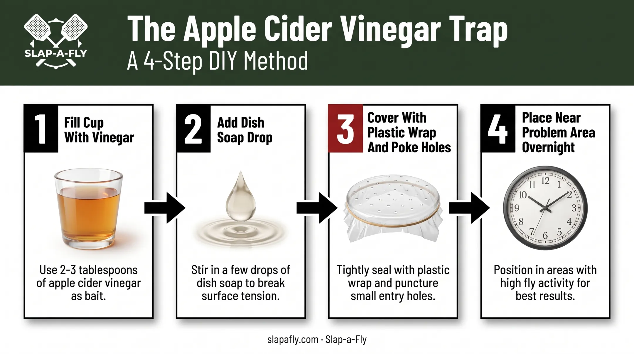 4-step apple cider vinegar fruit fly trap setup instructions