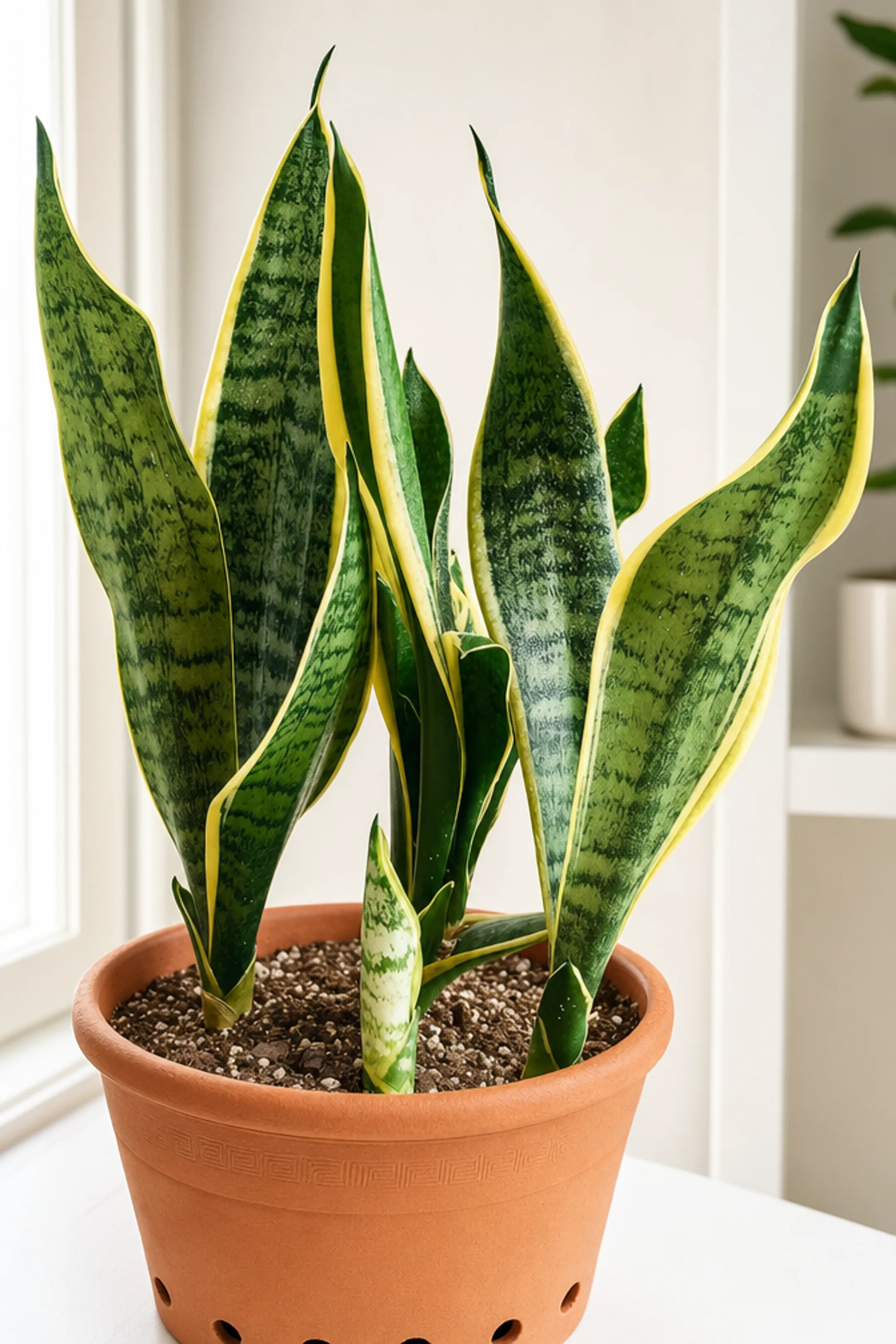 Healthy houseplant in pot with proper drainage preventing gnat breeding