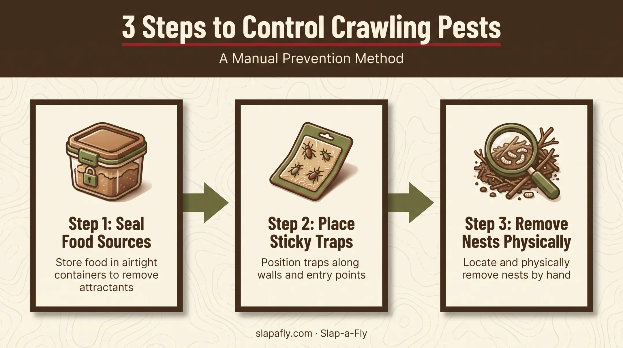 Three-step manual crawling pest control process from sealing to nest removal
