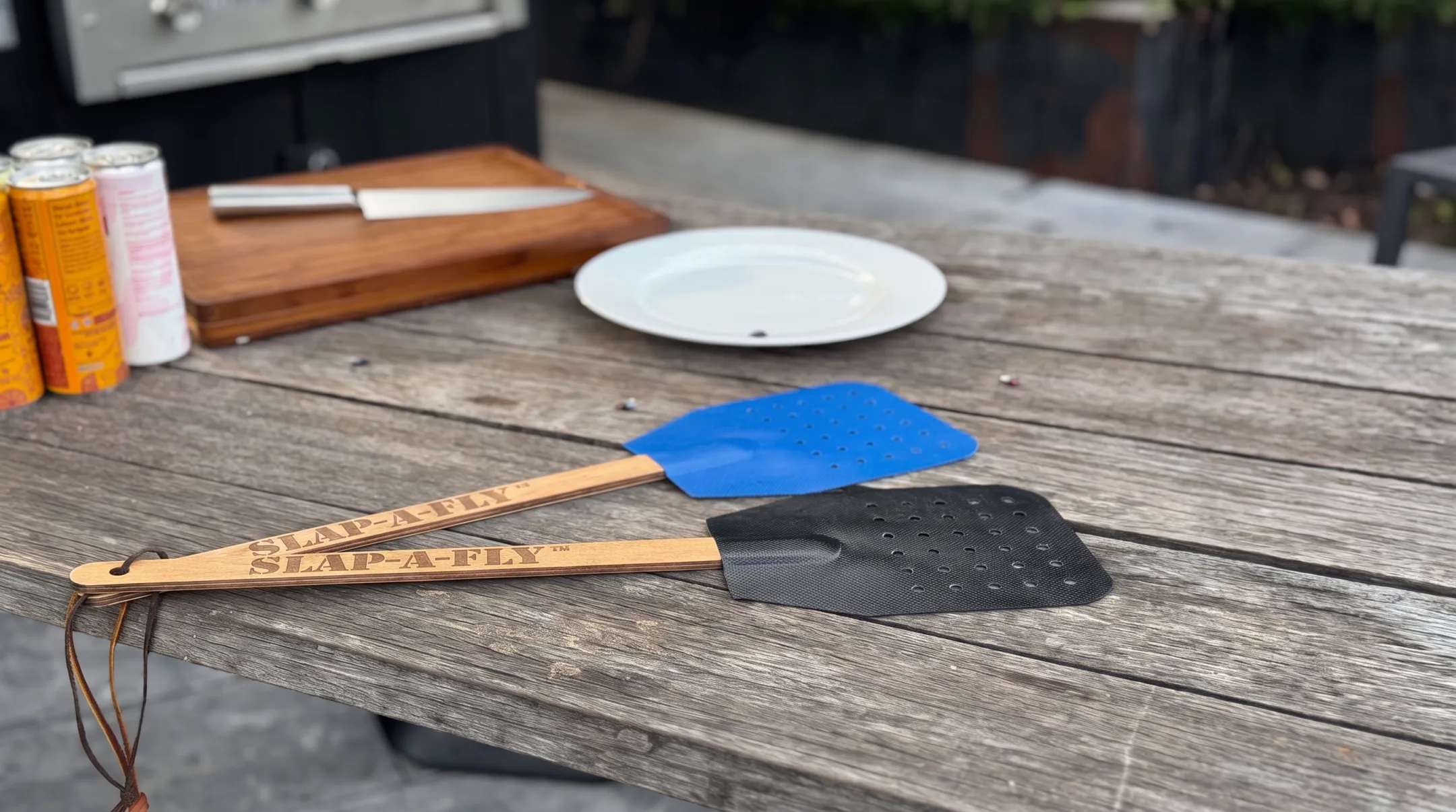 Slap-a-Fly heavy-duty flyswatter showing durable mesh and handle construction