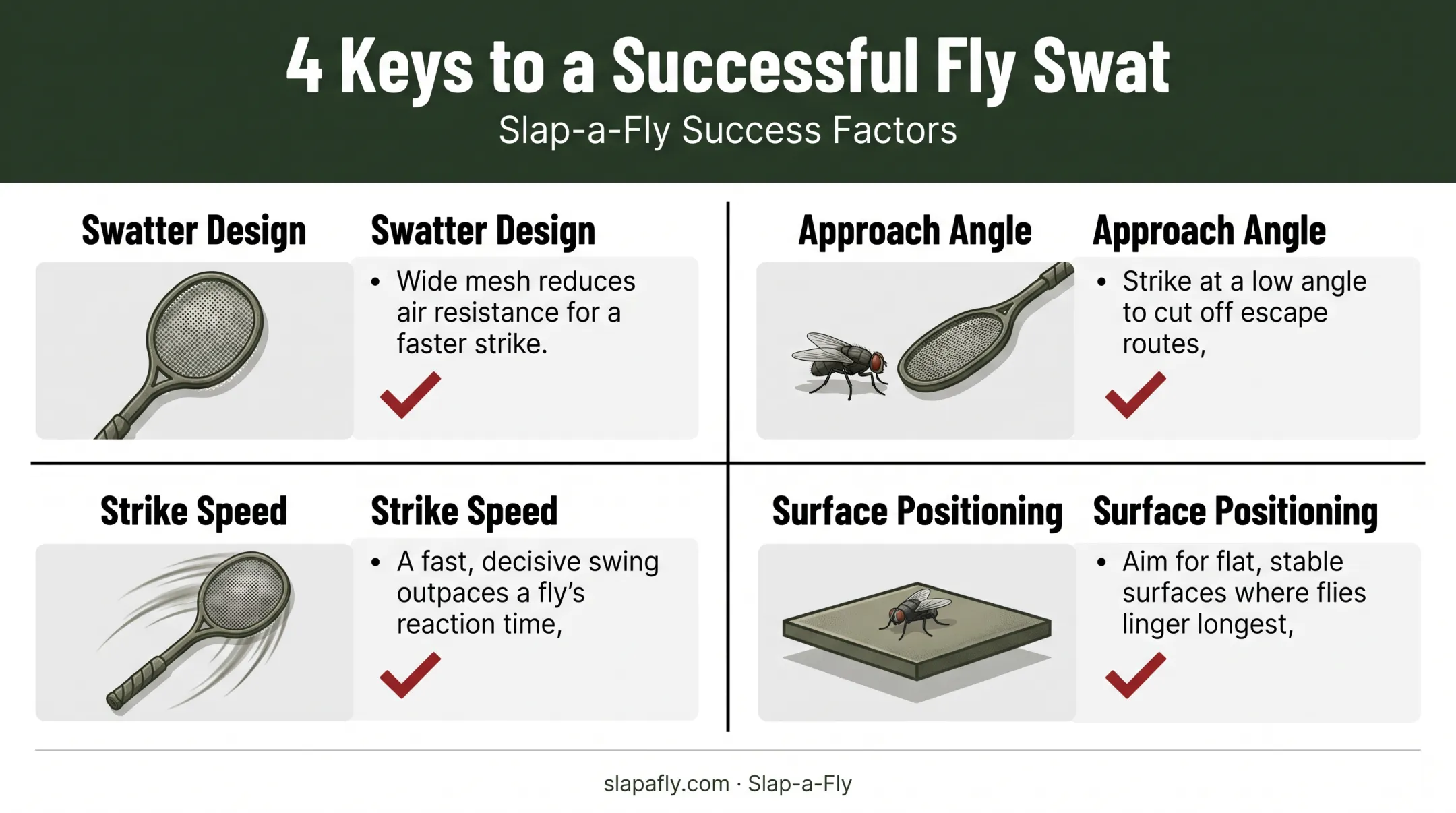 Four key factors affecting fly swatting success comparison chart