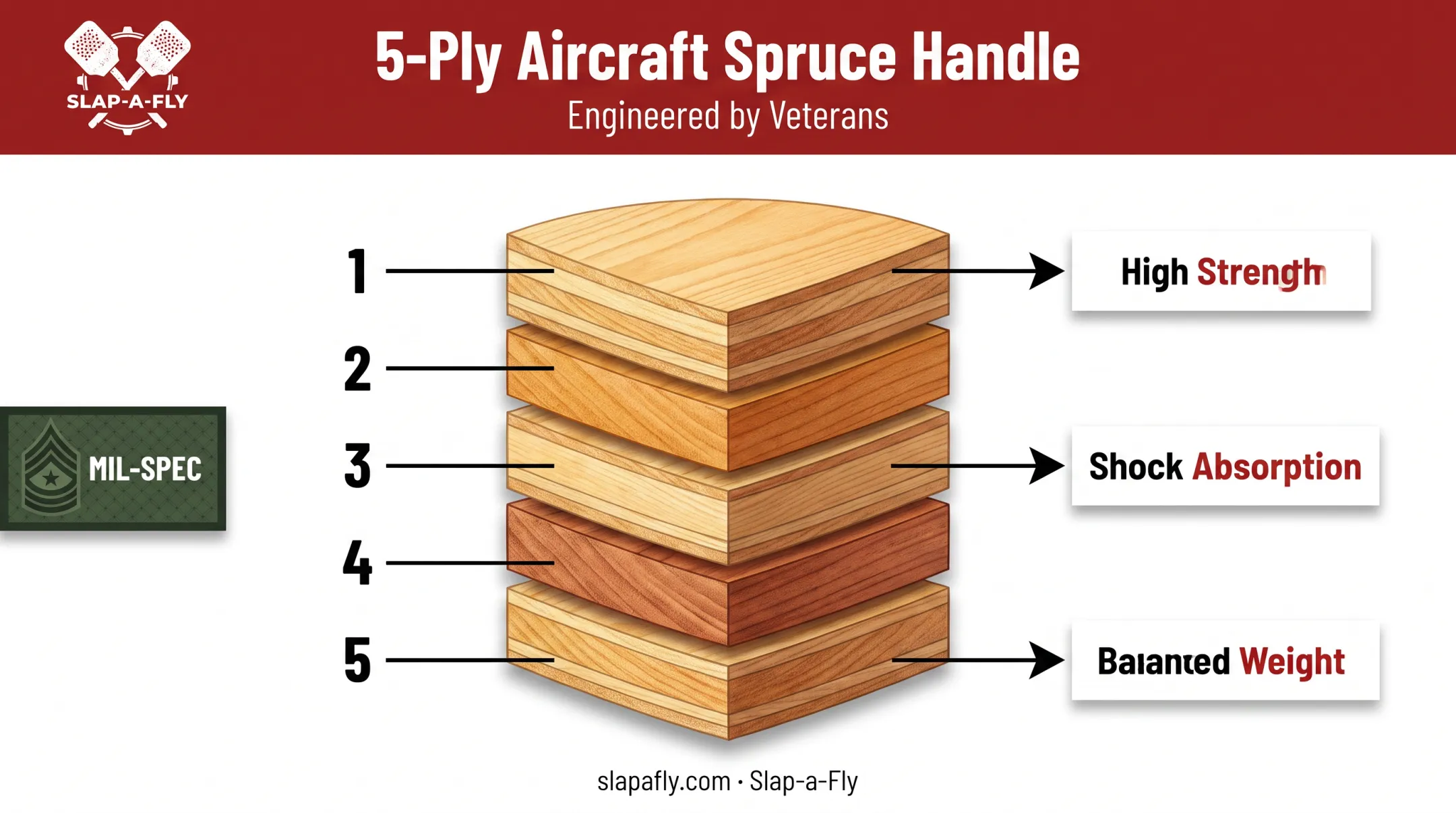 5-ply aircraft spruce handle layered construction diagram