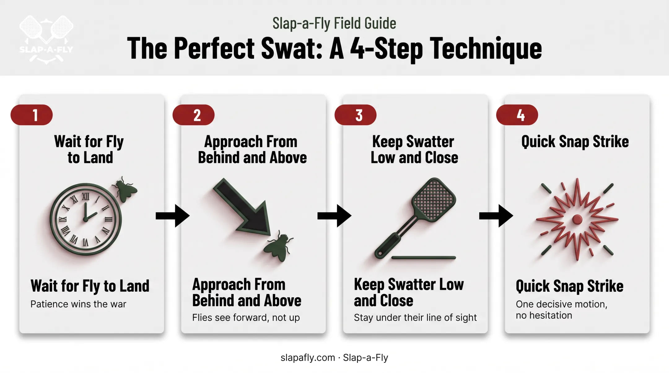 4-step technique sequence for landing a perfect fly swat