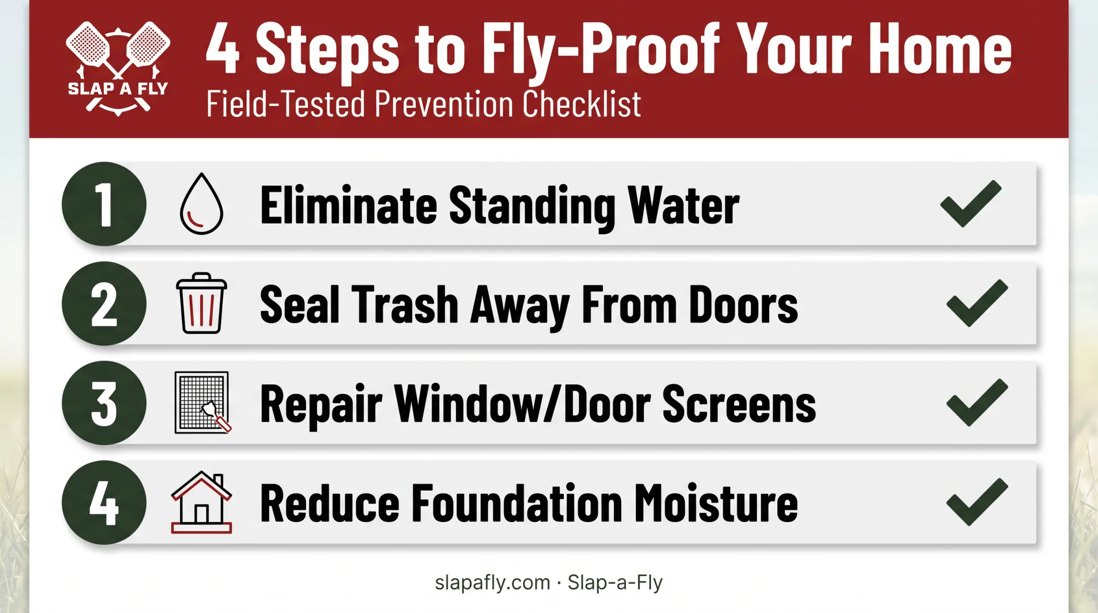 Four-step yard prevention checklist to reduce black fly attraction near homes