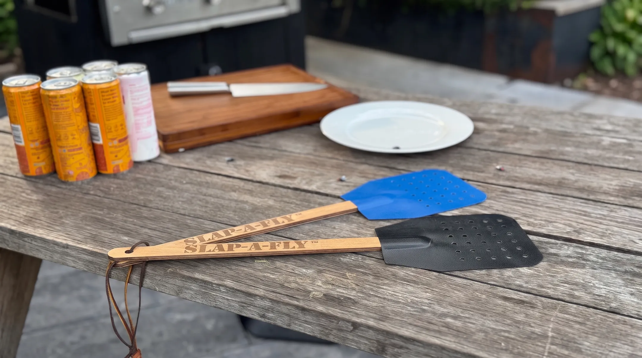 Slap-a-Fly heavy-duty flyswatter showing military-grade fabric and handle