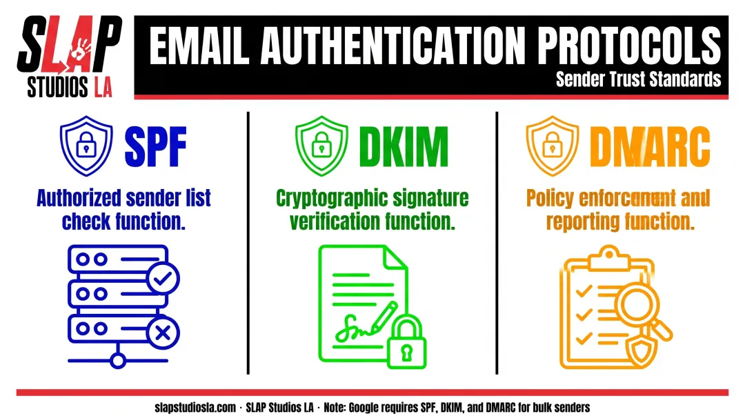SPF DKIM DMARC email authentication protocols comparison diagram