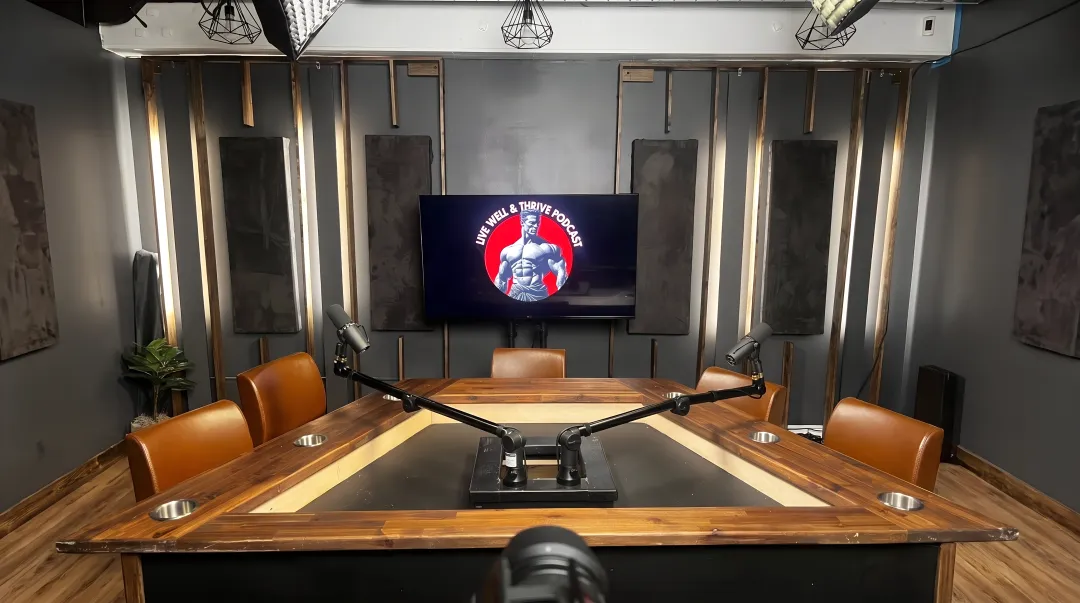 SLAP Studios LA production team recording podcast episode with equipment