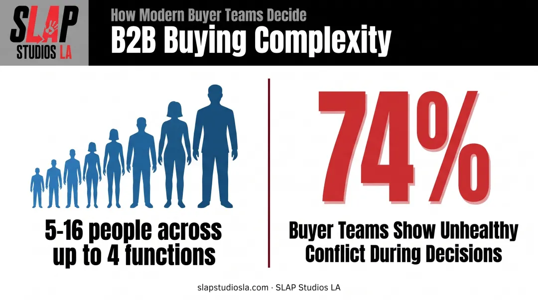 B2B buying committee size and conflict statistics visualization