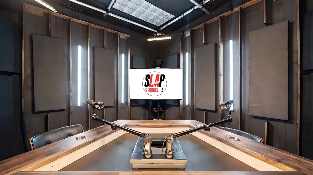 SLAP Studios LA multi-camera podcast recording setup with professional lighting