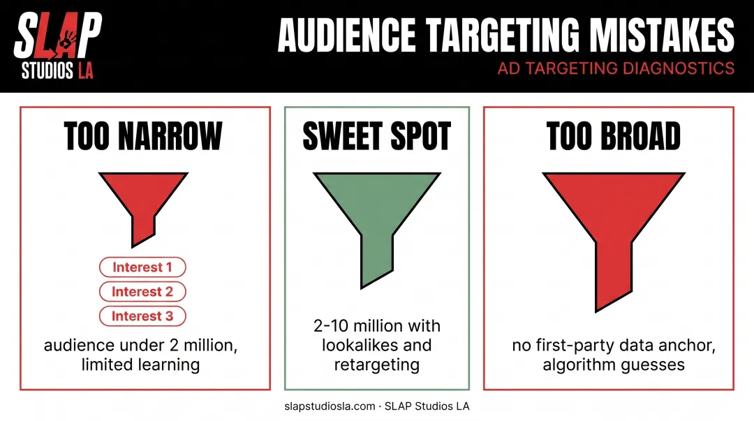 Too narrow versus too broad Instagram audience targeting comparison