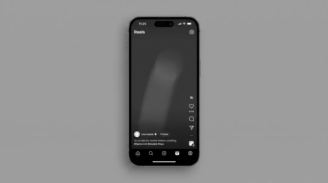 Mobile phone screen showing fast-scroll Instagram Reels video content