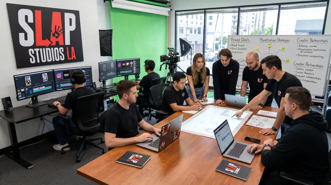 SLAP Studios LA content production team editing creator brand deal videos