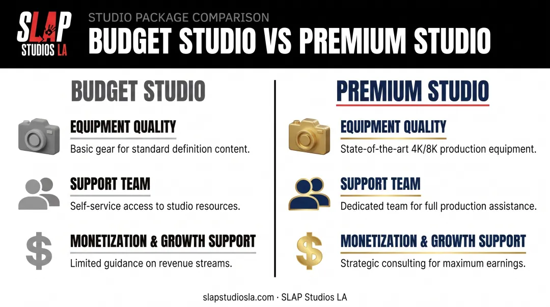 Budget versus premium recording studio features side-by-side comparison