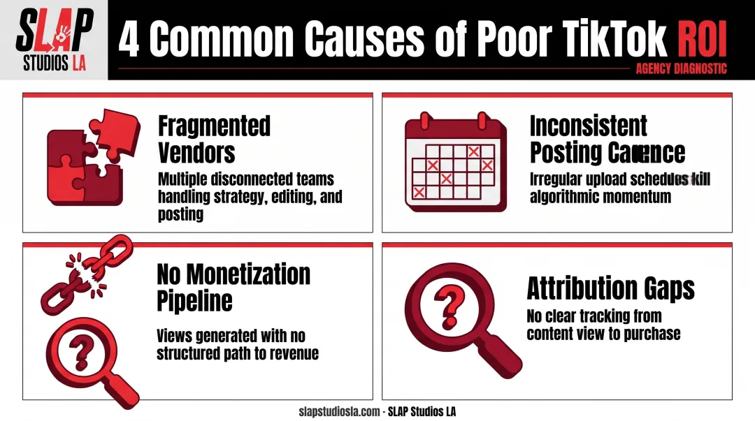 Four structural reasons TikTok agencies produce poor ROI diagram