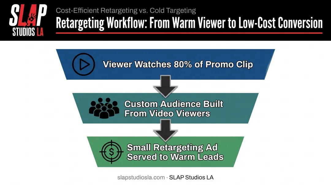 Facebook retargeting funnel from video viewer to warm lead conversion