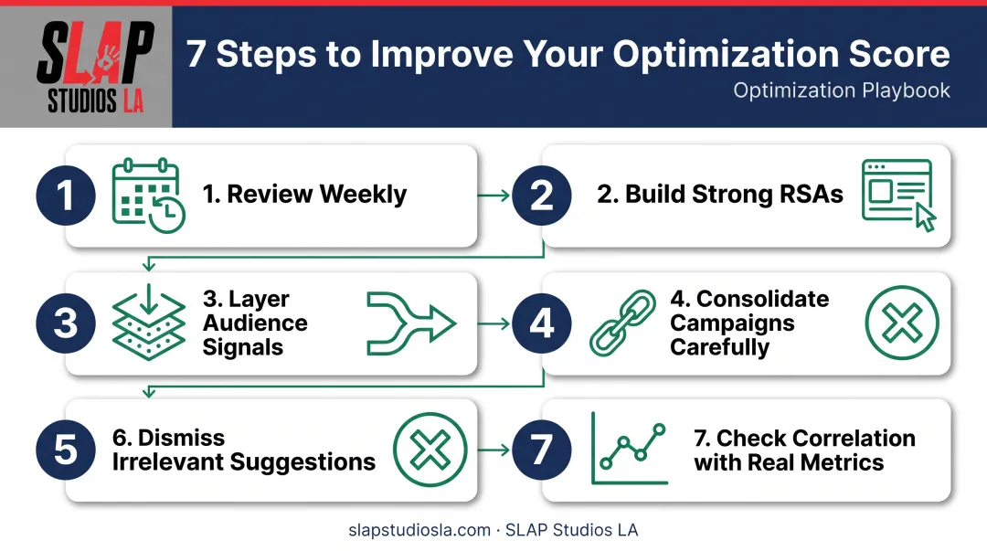 7-step process to improve Google Ads Optimization Score effectively