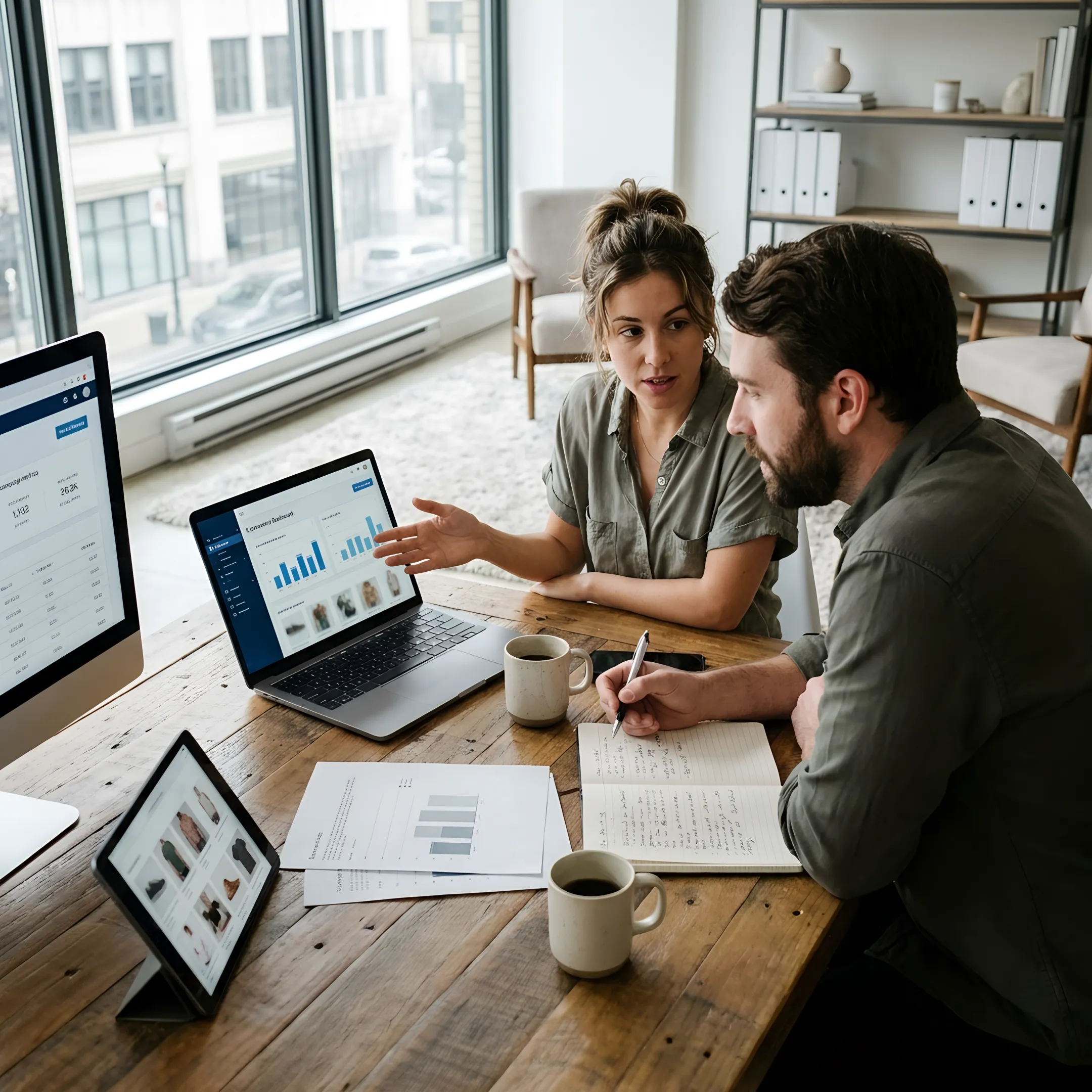 Ecommerce team reviewing marketing performance