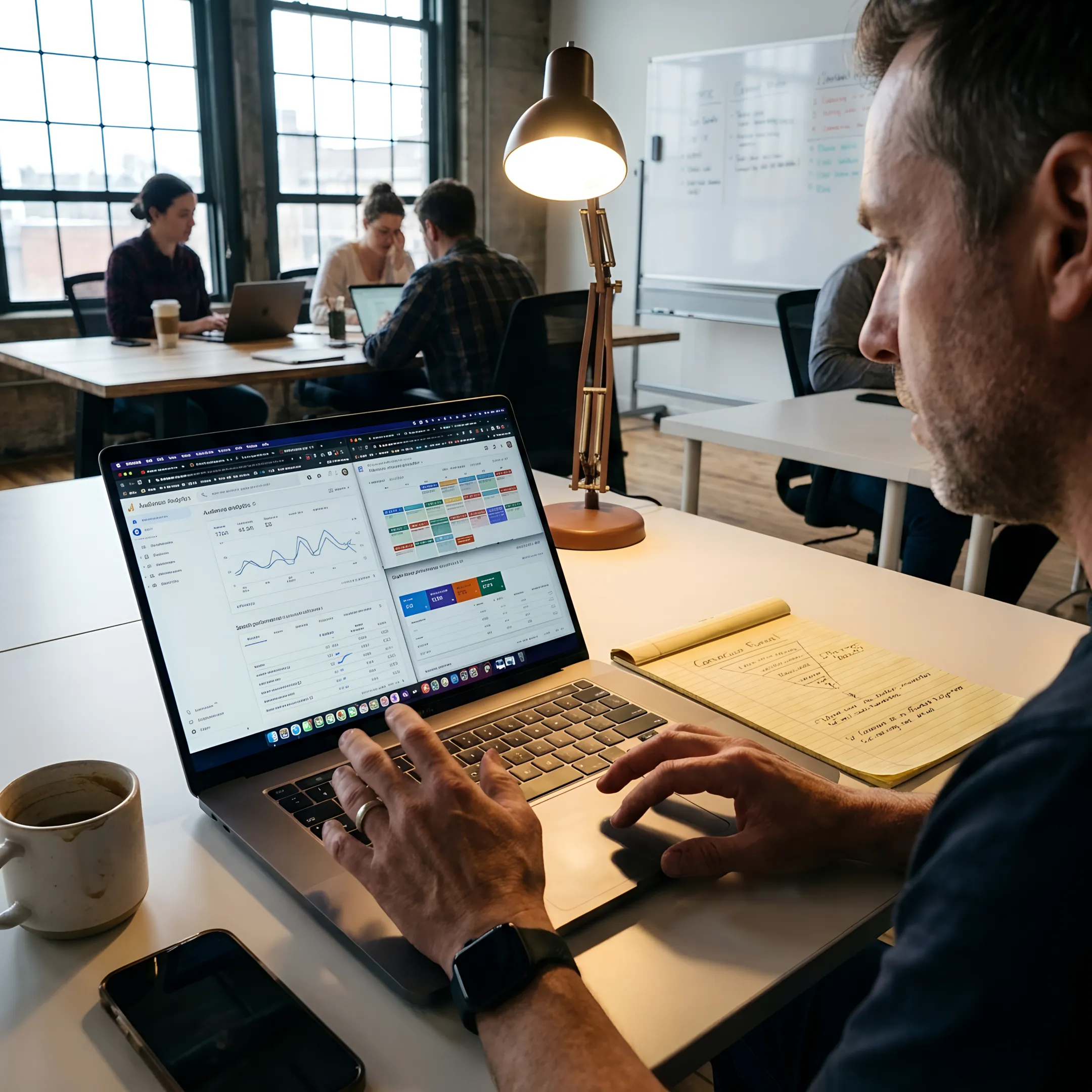 Consultant reviewing a digital marketing strategy
