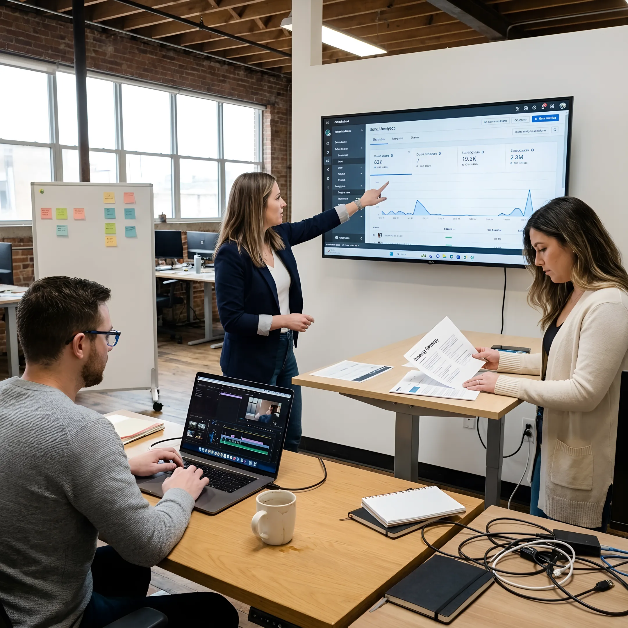 Digital marketing team planning a content campaign