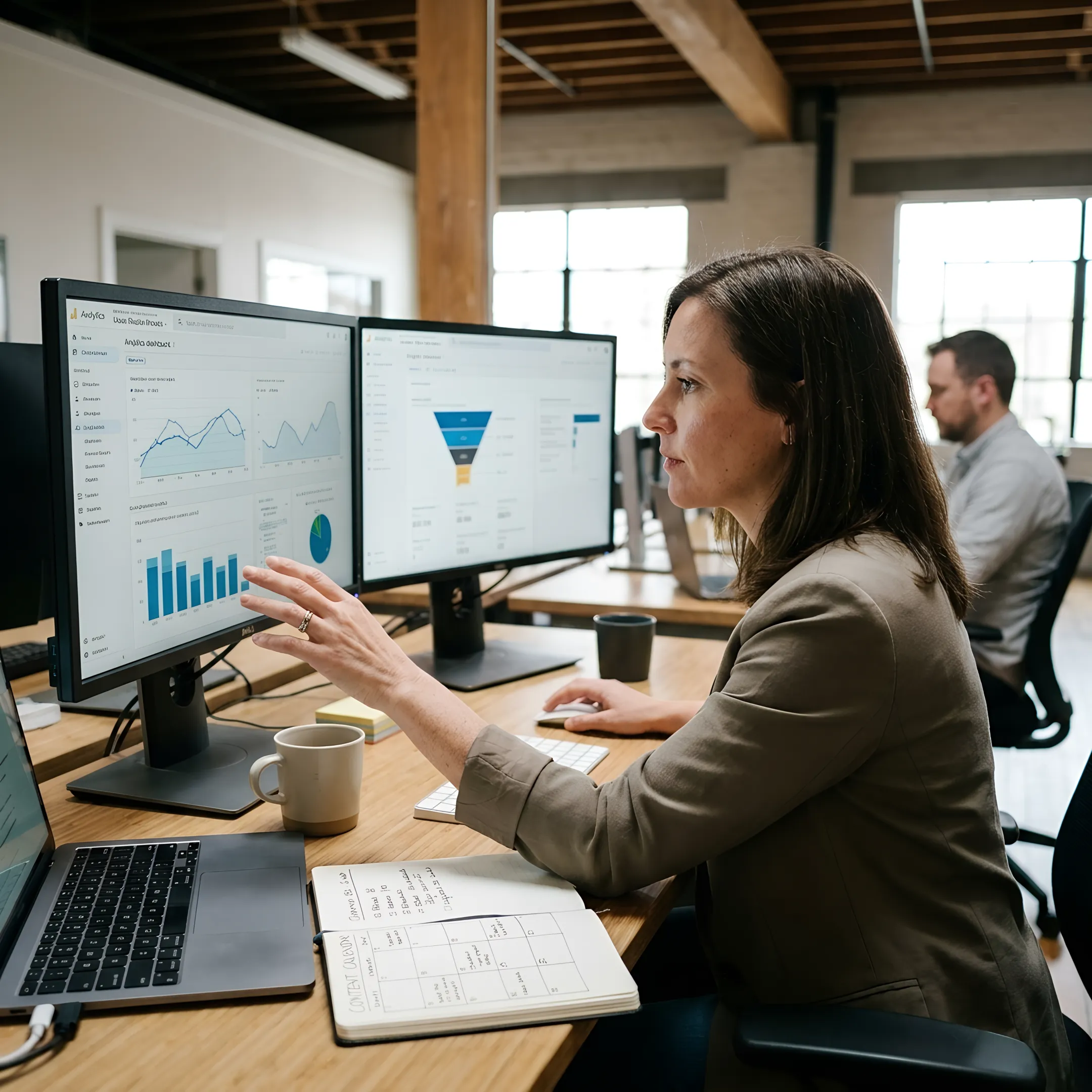 Strategist reviewing digital marketing performance