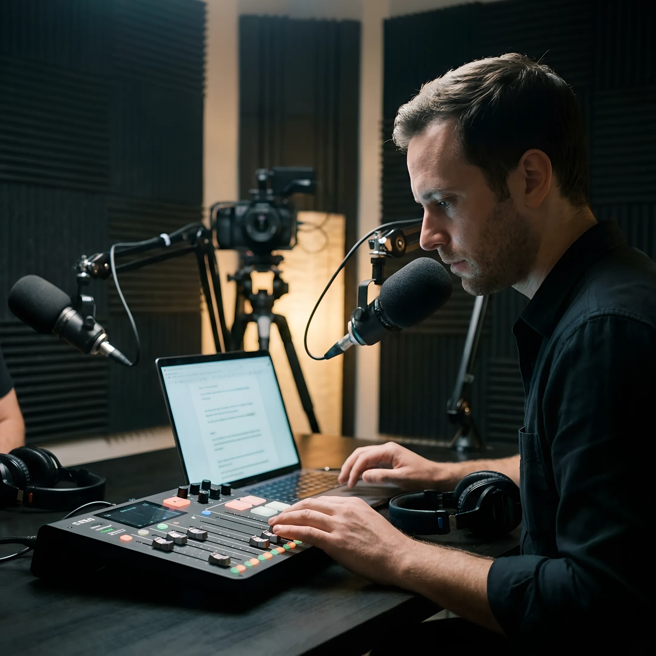 Podcast producer reviewing a content plan