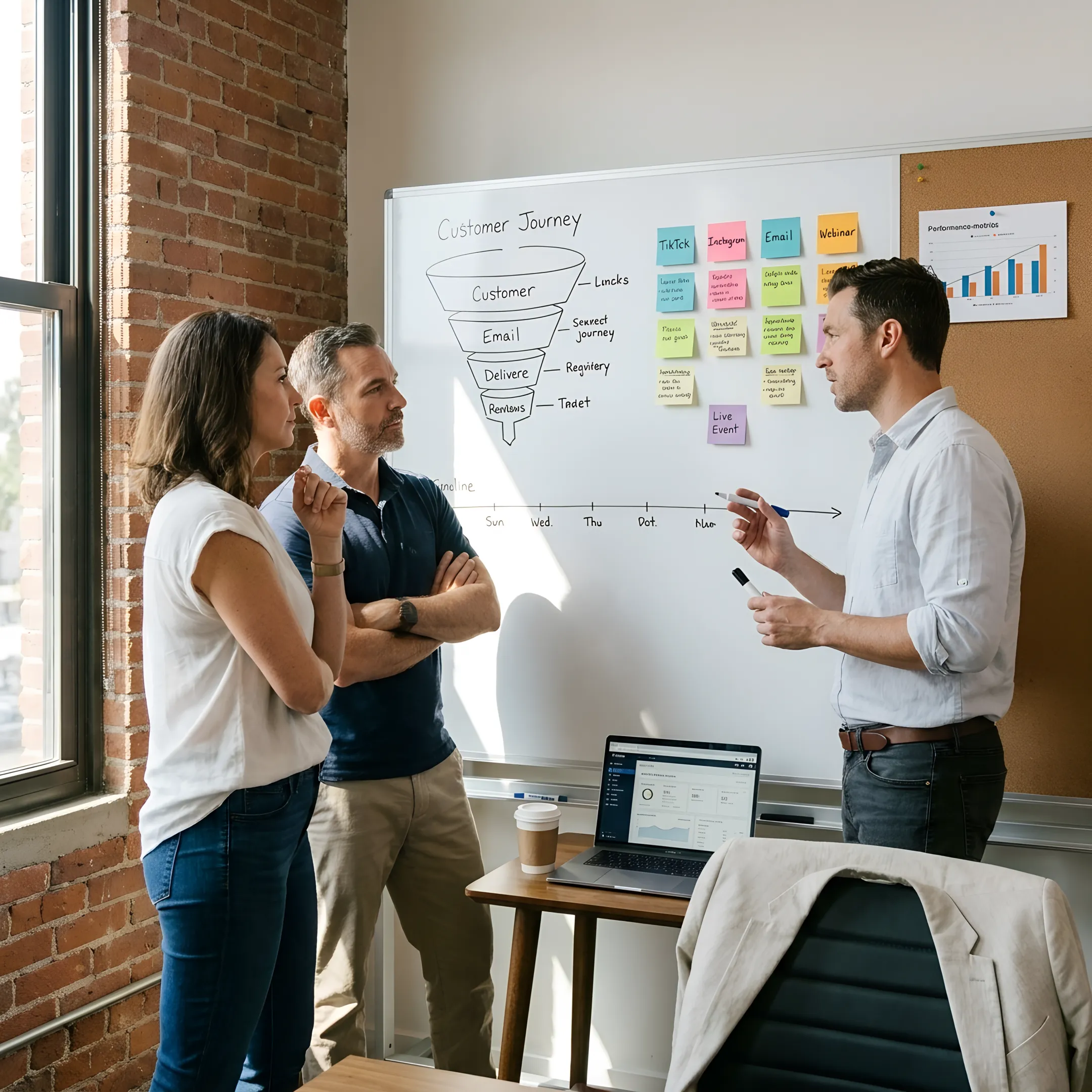 Consultant and business owner mapping a marketing strategy
