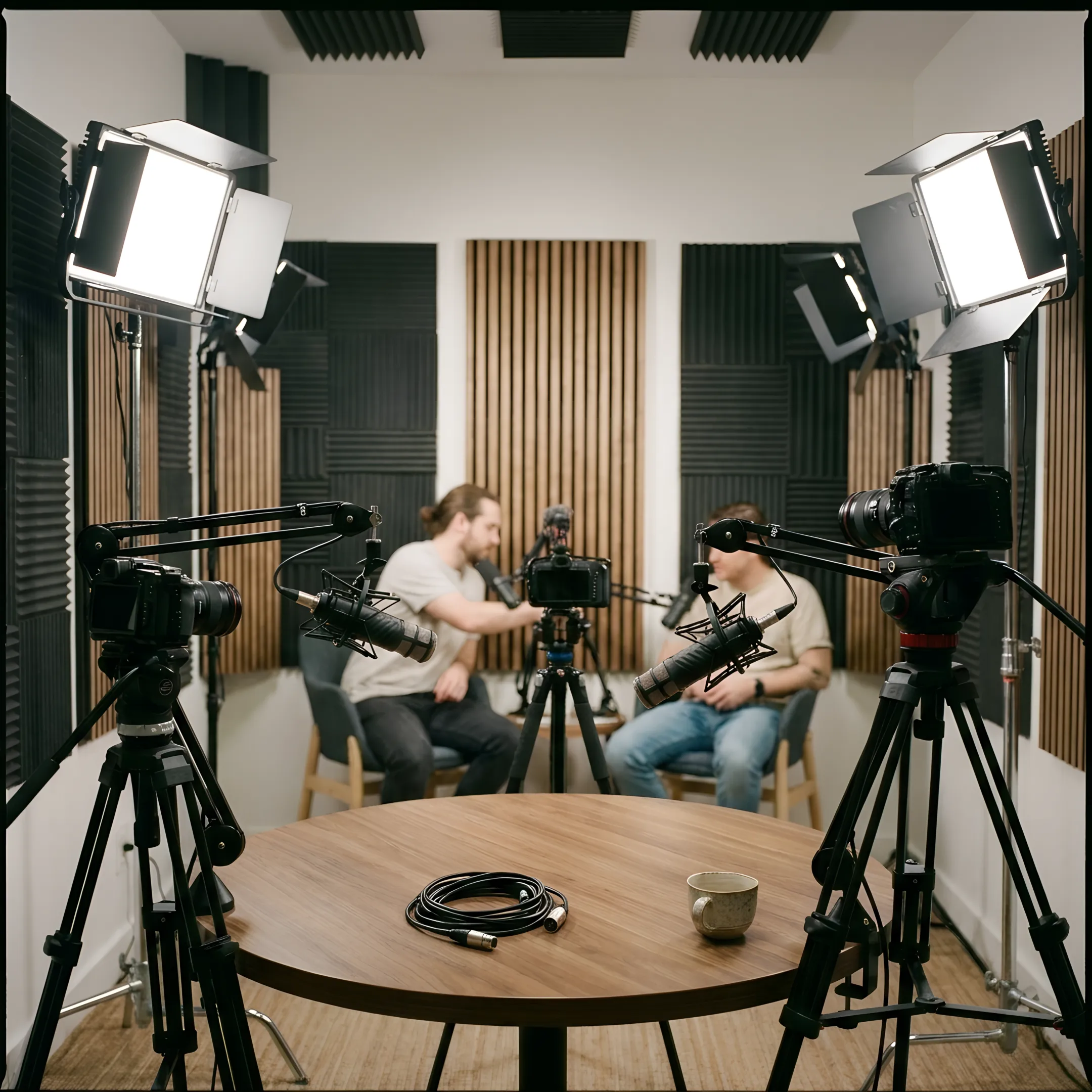 Professional multi-camera podcast studio setup