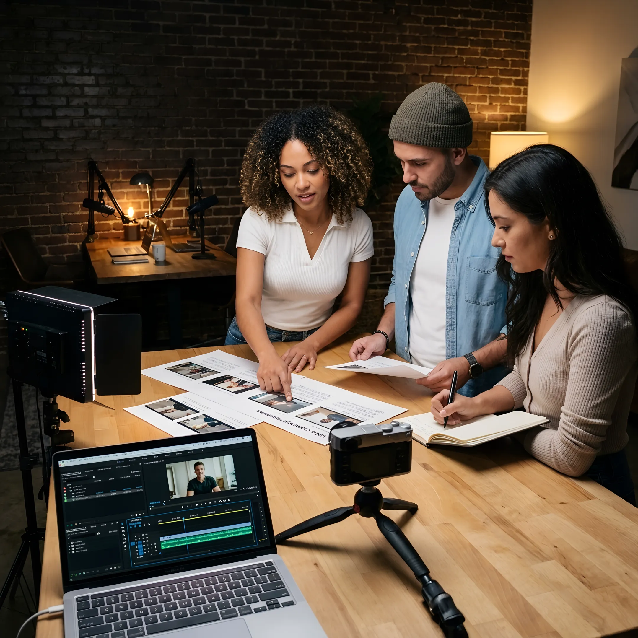 Creative team planning a video content campaign