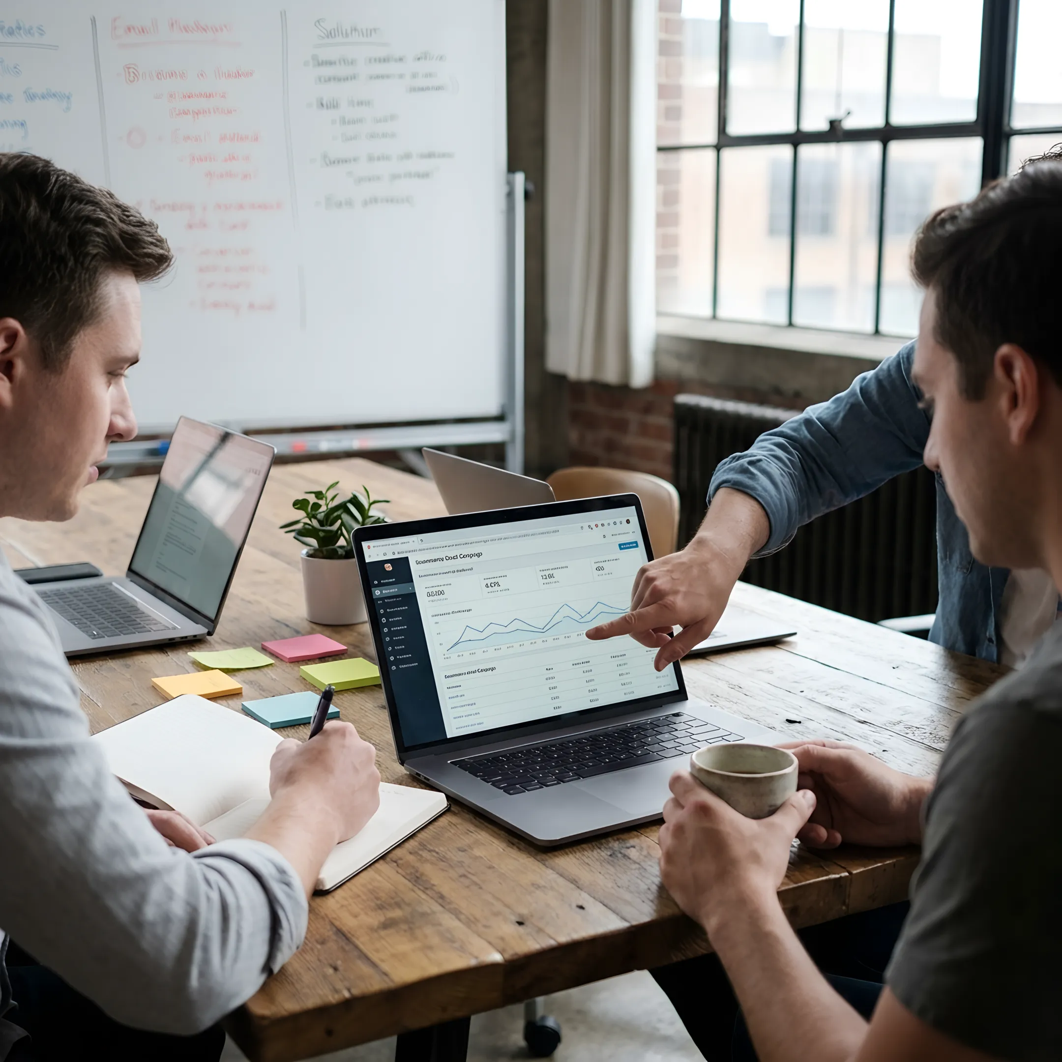 Marketing team reviewing ecommerce email campaign performance