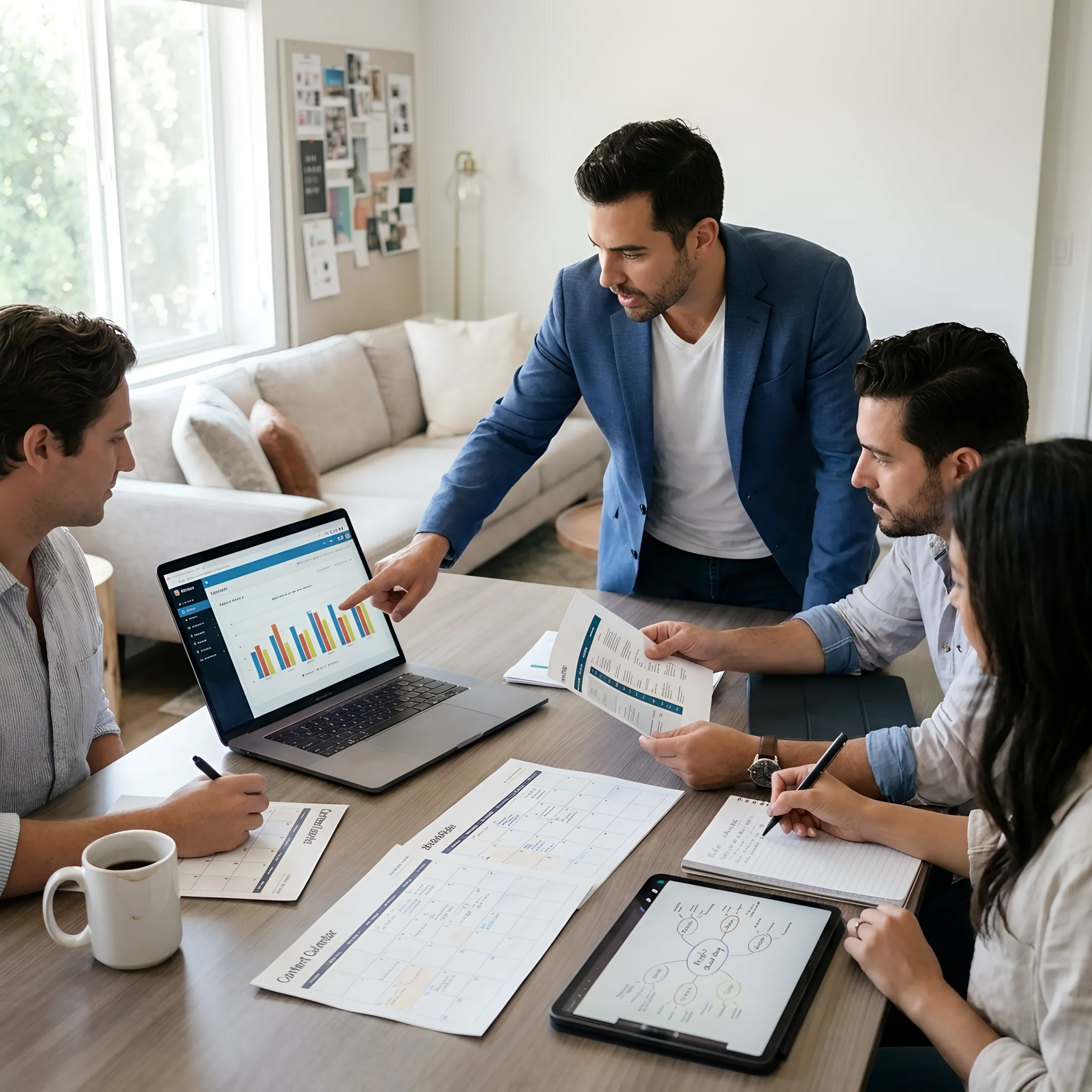 Marketing team reviewing a growth strategy