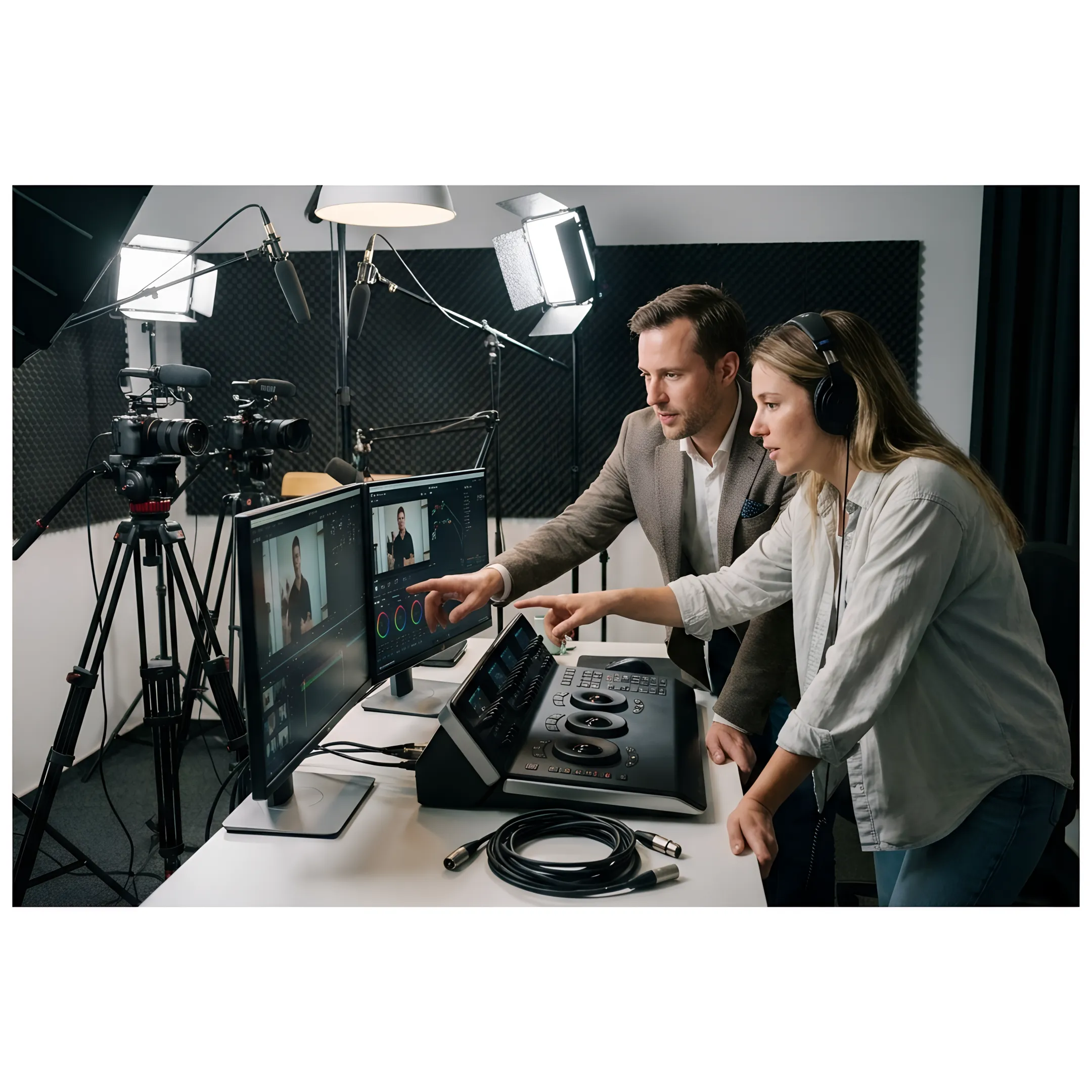 Small business owner filming a professional video