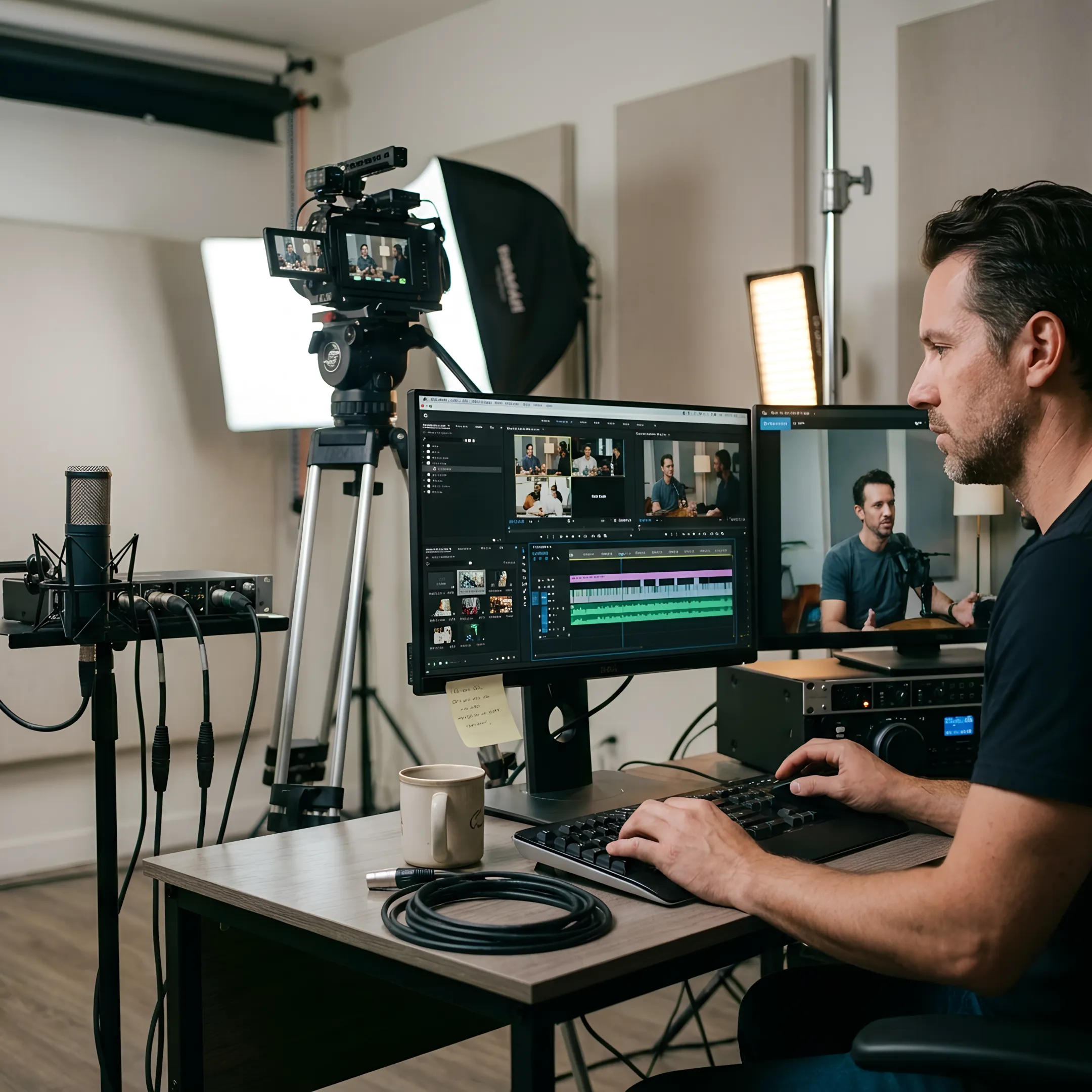 Producer editing a small business video