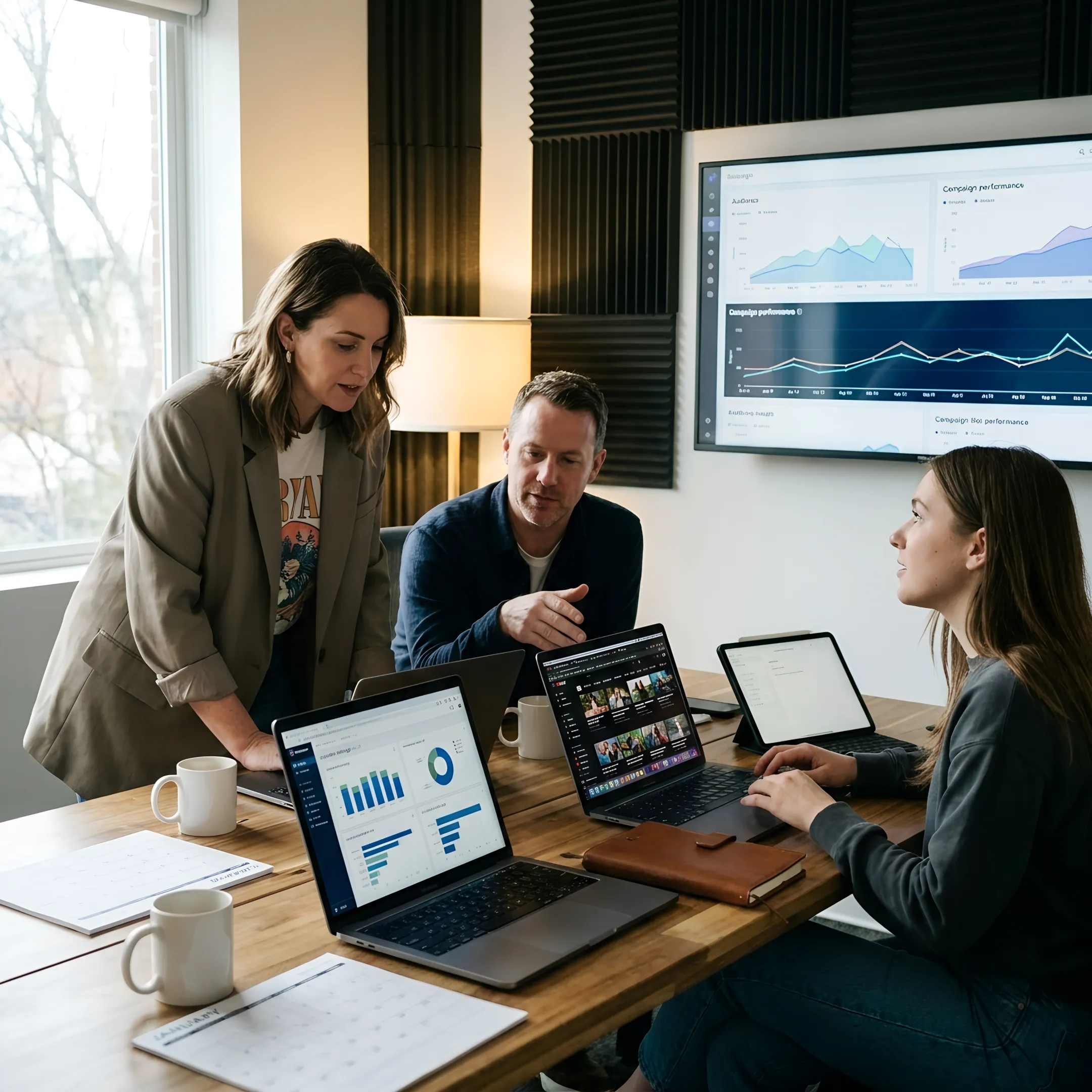 Marketing team planning a brand content strategy
