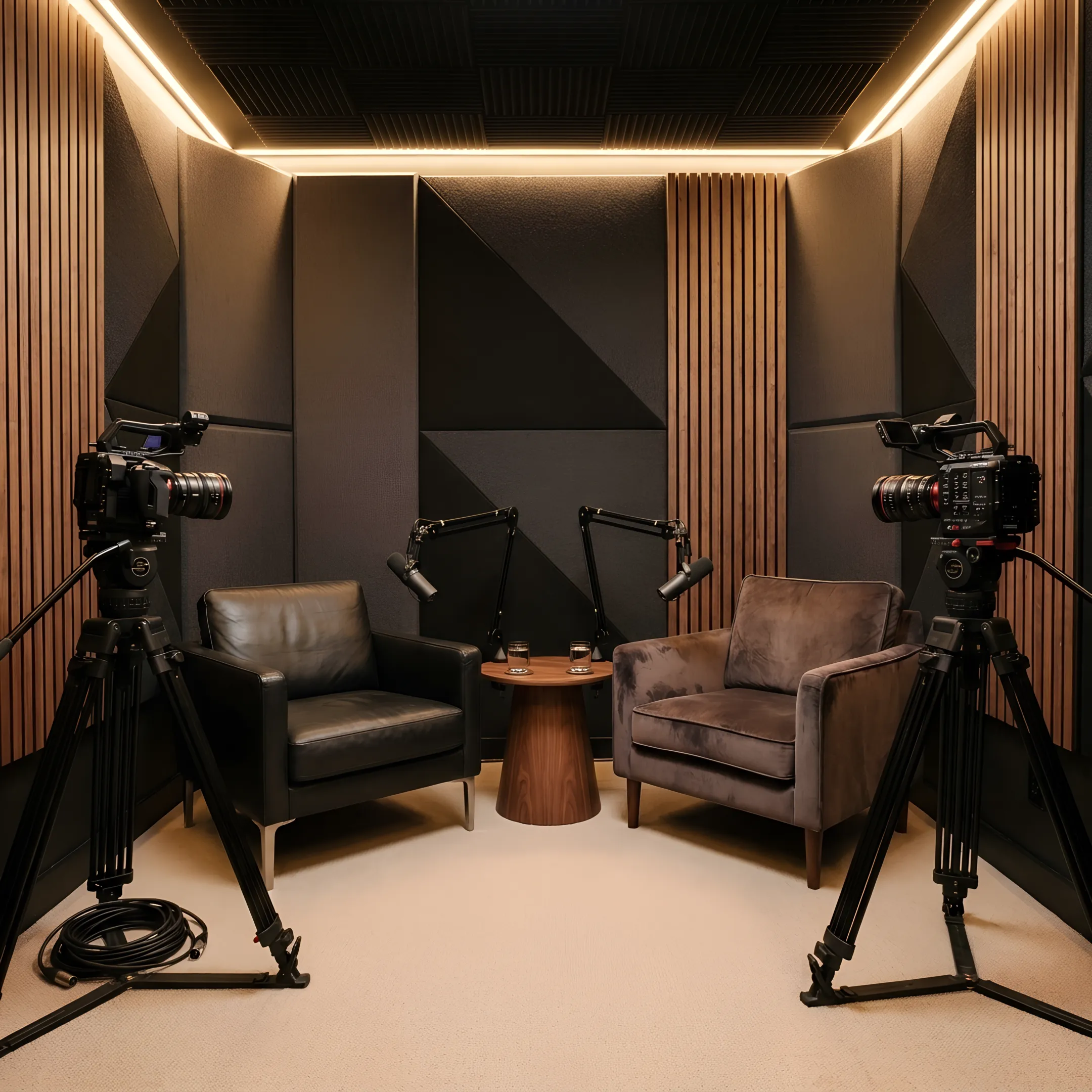 Luxury multi-camera podcast studio set